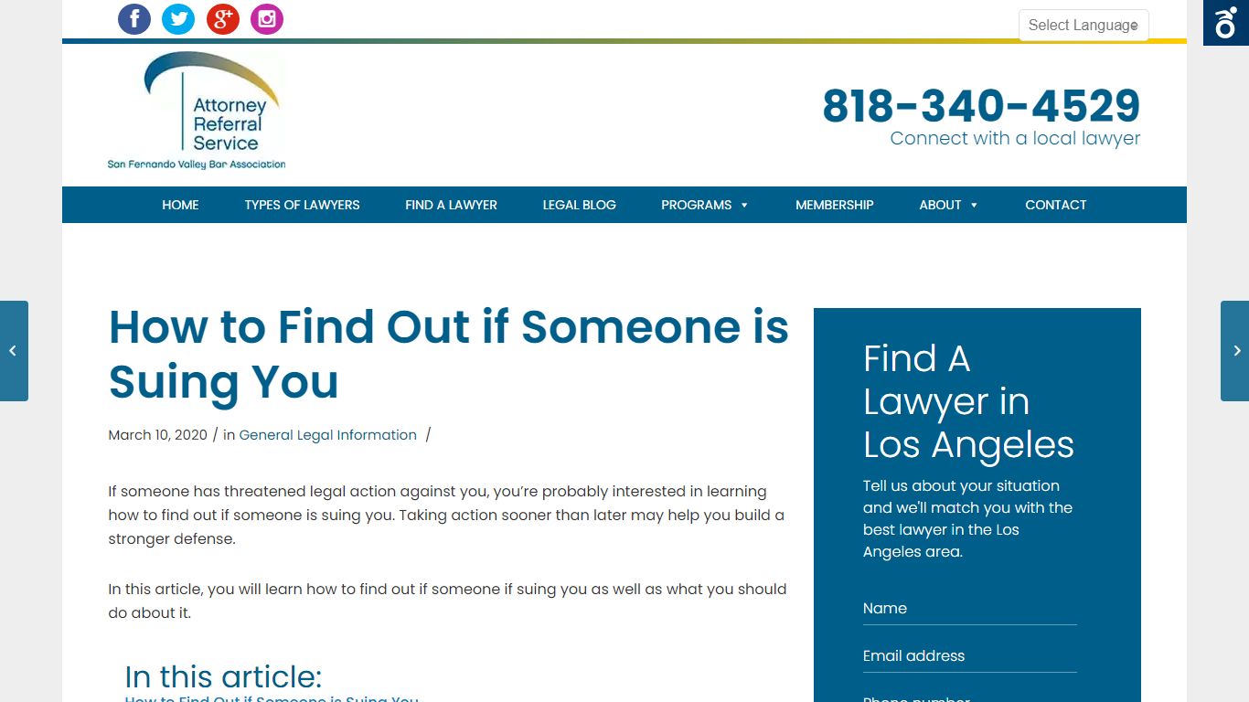 How to Find Out if Someone is Suing You | SFVBA Referral